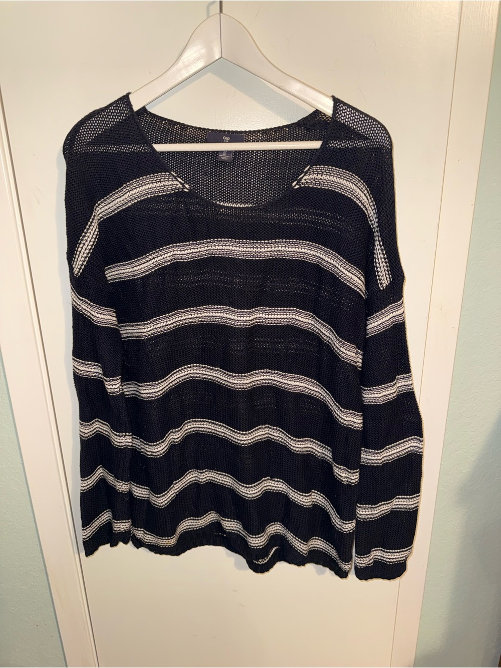 GAP Navy & White Striped Scoop Neck Sweater